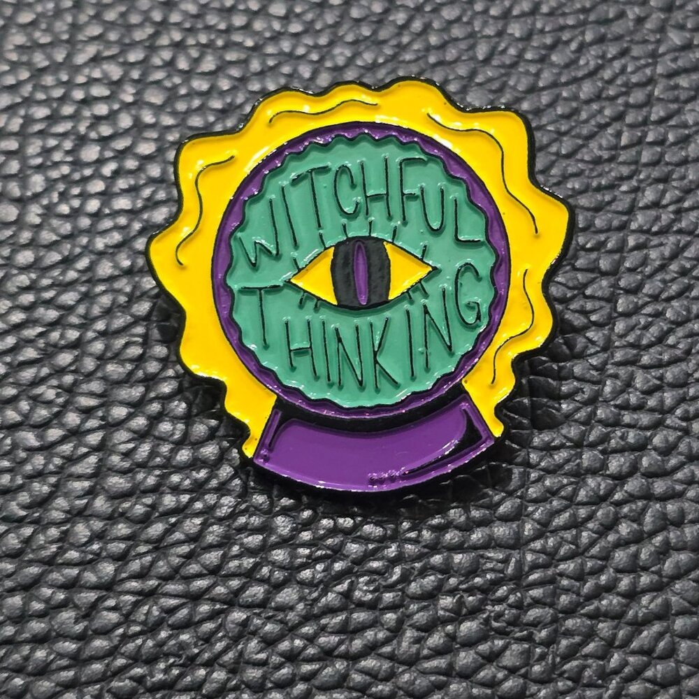 Killstar โฆ Witchful Thinking Enamel Pin โฆ Occult Cute Crystal Ball Graphic OS